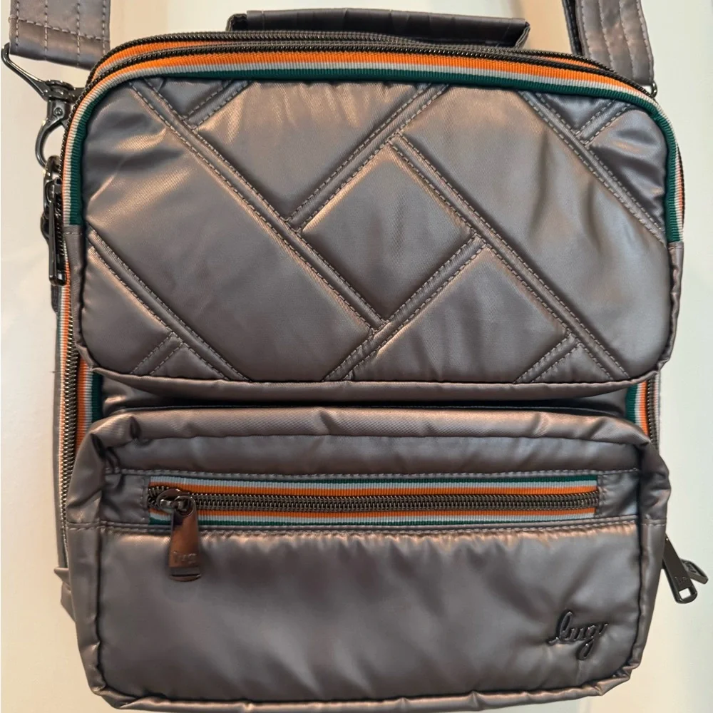 Lug- Crossbody with top handle. Like new! Gun metal metallic - Picture 1 of 5